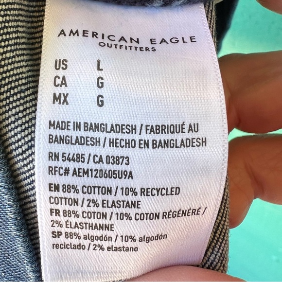 AMERICAN EAGLE DENIM BUTTON FRONT BABY DOLL TOP SIZE LARGE NWT - Picture 7 of 11
